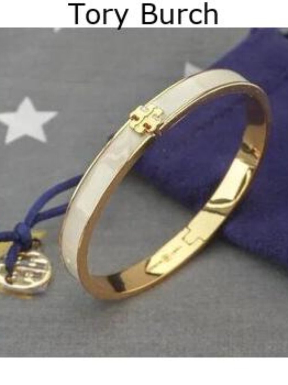 Tory Burch Kira Enamel 7mm Bracelet Bangle in New Ivory (Brand New) Medium